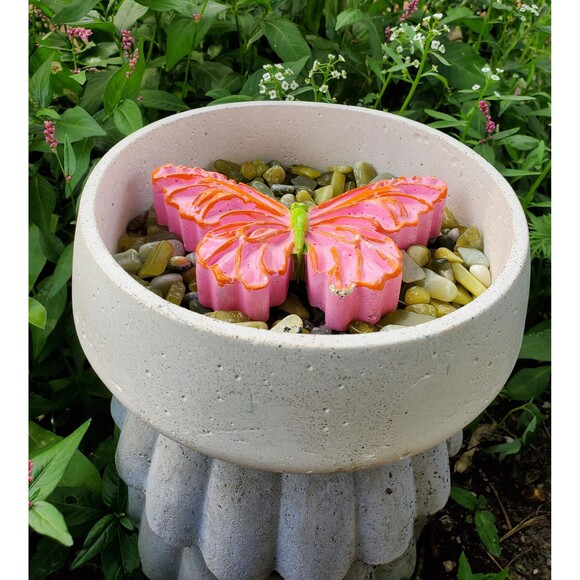 7" Cement Bee Watering Station, Butterfly Puddler Dish, Pollinator Garden - Picture 7 of 10
